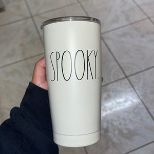 rae dunn spooky. white thermal metal cold cup